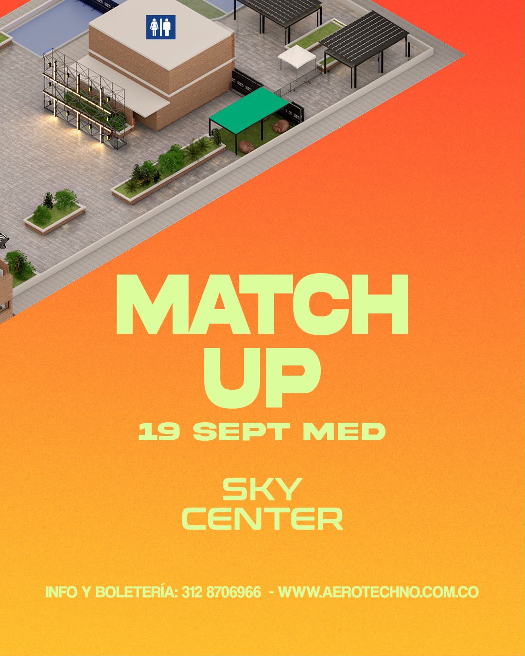 Render del venue Sky Center, sede de Match Up